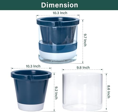 D'vine Dev Self-Watering Blue Terracotta Planter Pot, 10 in, 37-X-D-4 - Image 2