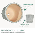 10 Inch Ceramic Plant Pot with Drainage Hole Mesh Net, Large Flower Pots for Indoor Plants with Saucer, Gardening Pots Outdoor (Gray-dot) - Image 3