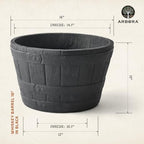 ARBORA 16" Whiskey Barrel Planter - Polyresin Large Outdoor Plant Pot - Image 2