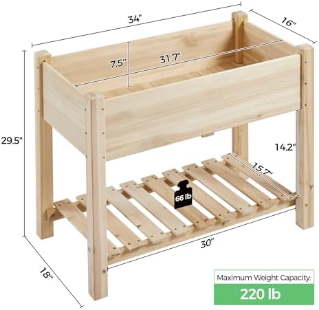 Yaheetech 34" Raised Garden Bed with Legs, Wooden Planter Box, 2Pcs - Image 2