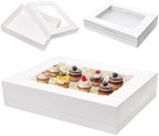 Mefleet 25pcs 19x14x4 Half Sheet Cake Boxes with Window Bakery Boxes White by Mefleet