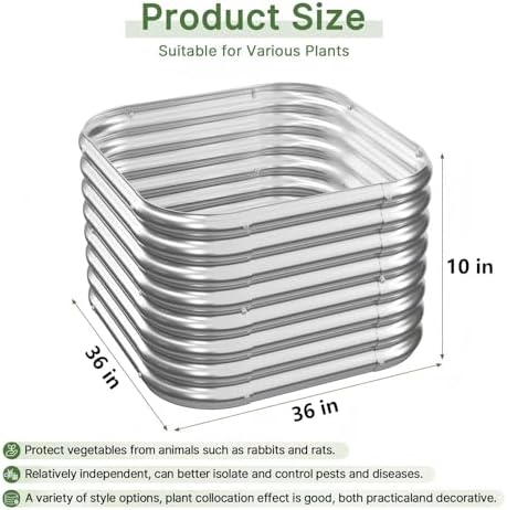 4 PCS Galvanized Raised Garden Bed Outdoor, Metal Garden Bed for Vegetables, Above Ground Garden Box for Flower, Steel Raised Beds for Gardening - 3FT - Image 3
