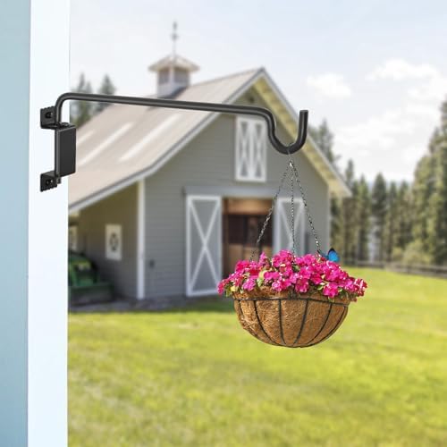 AILIN YELOKIE 16" 360° Swivel Plant Hanger (4-Pack) - Heavy Duty Solid Steel Wall Hook, 12-Directional Adjustable for Bird Feeders, Outdoor/Indoor Plants, Garden & Patio, Rust-Resistant Black - Image 5