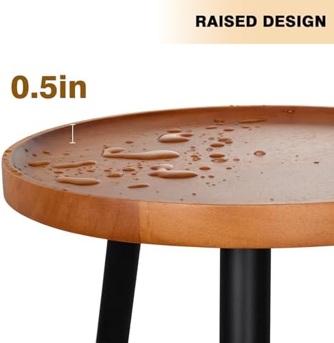 KINNARY Plant Stand Indoor, Mid Century Wood Plant Table Plant Holder with Raised Design,Heavy Duty Metal Tall Flower Pot Stand, Modern Home Decor Small Round Side End Table(11.8"x16") - Image 4