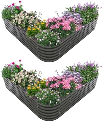 Anleolife 2-Bed 81x81x18in Heart-Shaped Raised Garden Beds, Quartz Grey by AAnleolife