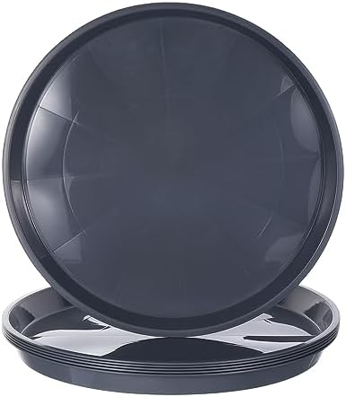 PATIKIL 6 Pack Plastic Plant Saucer, 18 Inch Plant Tray for Pots Round Plant Dish Plant Drip Trays Water Tray for Indoors Outdoors Garden, Gray by PATIKIL