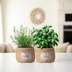 10 Sets herb pots for Indoor Plants,5 inch Clear Plastic Plant Pots with Drainage and Saucer,herb planters with Vintage Decorative Burlap Flower-Pot Cover for Windowsill, Kitchen, Balcony - Image 6