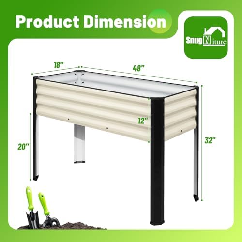 SnugNiture Raised Garden Bed with Legs, 48×18×32in, 2 Pack, White - Image 6