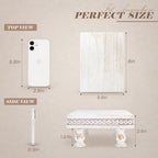 EOSAHR Wood Riser with Beaded: Pedestal Stand for Farmhouse Decor,Whitewash - Image 3