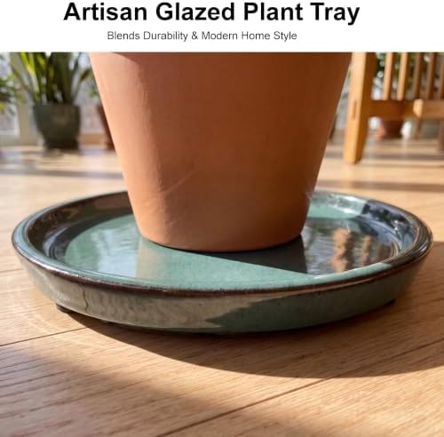 Ceramic Plant Saucer, 11.4 inch, Forest Green - Image 3