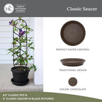 The HC Companies 17.5 Inch Round Plastic Classic Plant Saucer - Indoor Outdoor Plant Trays for Pots - 17.5"x17.5"x3" Chocolate - Image 2