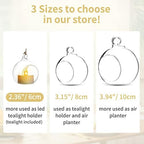 108 Pcs Mini Hanging Tealight Holder with LED Candles, 2.36in Hanging Glass Globes Candle Holder, Hanging Glass Terrarium Glass containers for Wedding Party Tree Decoration (Contains LED Candles) - Image 5
