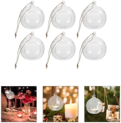 ABOOFAN 6pcs Hanging Glass Tealight Holders Sphere Candle Holders with 8cm Flat Bottom and 1.2m Jute Rope for DIY Home Décor, Hanging Terrariums, and Wedding Candle Sconces - Image 7