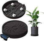MCleanPin 2 Pack Plant Caddy with Hidden Wheels, 11" Heavy Duty Rolling Plant Stand with Removable Drainage Tray and Silent Casters Round Flower Pot Mover Planter Dolly for Indoor Outdoor Black by MCleanPin