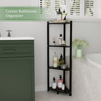 Wisuce Bamboo Small Corner Shelf Stand, 4-Tier Black Corner Bookshelf - Image 4