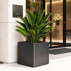26" x 26" x 26" Large Square Metal Tree Planter Box,Black Iron Cube Planter by CONGFUTT