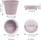 Yishang Large Terra Cotta Pots with Saucer- 6 Pack Large 6'' Terra Cotta Plant Pot with Drainage Hole, Flower Pot with Tray, Terracotta Pot for Indoor Outdoor Plant(Purplr) - Image 2