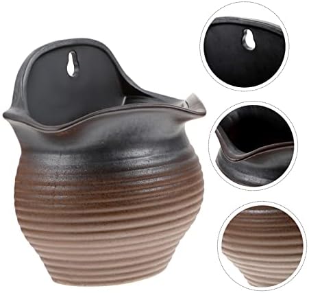Kisangel Wall-Mounted Ceramic Succulents Flower Pot for Indoor and Outdoor Use Multi-Purpose Hanging Planter Drainage Decorative Hanging Flowerpot for Balcony and Garden - Image 2