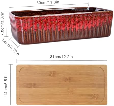 Succulent Pots, 12'' Long Rectangle Planters with Tray, Windowsill Planter - Image 2