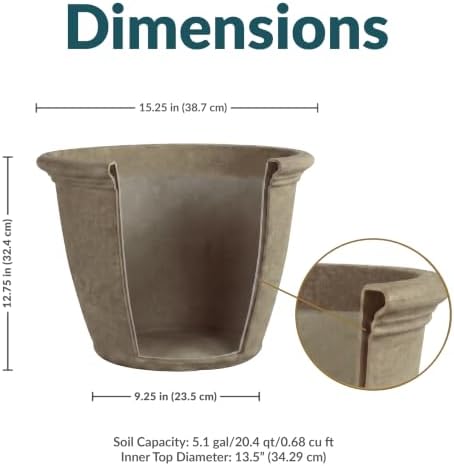 Sunnydaze Anjelica 15.25'' Large Plastic Planter Pot for Plants, Beige - Image 6
