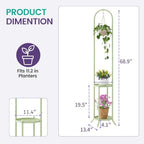2-Tier Metal Plant Stand with Hanging Hook, Indoor Outdoor Plant Shelf (Green) - Image 5