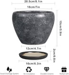 Ceramicfor 8 Inch Plant Pot - Ceramic Planter Pot with Drainage Hole and Saucer, Glaze Garden Pot Modern Flower Pot for Indoor Plants, Gray - Image 3