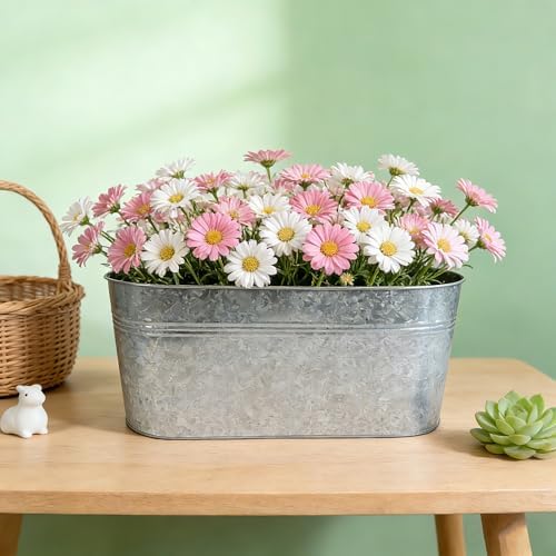 6 Pack 17" Galvanized Hanging Railing Planters with Hooks and Drainage - Image 7