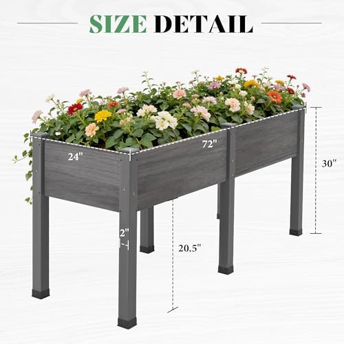AMERLIFE Raised Garden Bed, 72x24x30 Inch, Elevated Wood Planter Box - Image 7