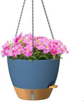 ZMTECH 12 Inch Large Self Watering Hanging Planters for Indoor Outdoor Plants - Water Level Indicator & Removable 60 Oz Reservoir, 1 Pack Plastic Hanging Basket for Window Porch Garden Balcony, Blue by HighQualityGardeningTools