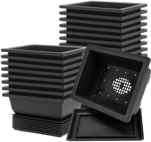 20 PCS 9 Inch Bonsai Training Pots, Rectangular Bonsai Plants Growing Pot with 20 Humidity Trays and Drainage Built-in Mesh for Garden, Yard, Office, Porch, Balcony, Home Decoration by HEIHAK