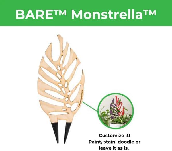 Treleaf Bare™ Bundle – Monstrella + Palmella - Set of 2 Wooden Plant Trellises for Indoor Climbing Houseplants – 12” Tall Customizable Leaf-Shaped Plant Supports - Image 5