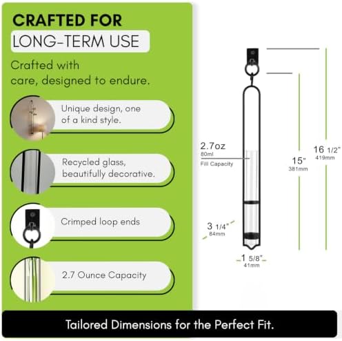 COURONNE CO. 16" Florence Hanging Tube Vase with Wall Hook, Clear Pack of 2 - Image 7