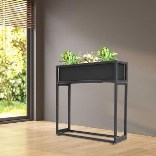 Metal Elevated Planter Box, 28" H Raised Garden Bed with Legs, Tall Rectangle Planter with Drainage System, Outdoor Indoor Elevated Garden Box for Vegetable Flower Herb Fruit (4, Black-28 H) - Image 4