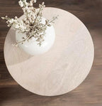 Kate and Laurel Dahl Wooden Round Drink Table; 12 x 23; Whitewash; Transitional Boho Circle Wood Accent Pedestal Table for Living Room Plant Stand or Small Bedroom Nightstand - Image 6