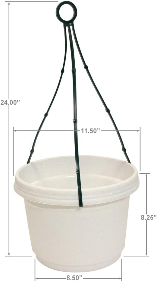 Hanging Flower Pots, White Granite Pots & Hangers 5 Pack - Image 2