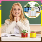 Remerry 6 Pcs Christmas Teacher Gifts Ceramic Succulent Plant Pot, Classic - Image 6