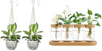 Dahey Macrame Plant Hanger Indoor and 4 Pcs Plant Propagation Stations for Indoor Plants Centerpiece Tabletop Home Office Garden Decor by Dahey