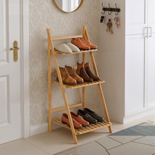 19.69" Bamboo Ladder Plant Stand, 3 Tier Foldable Flower Pot Display - Image 7