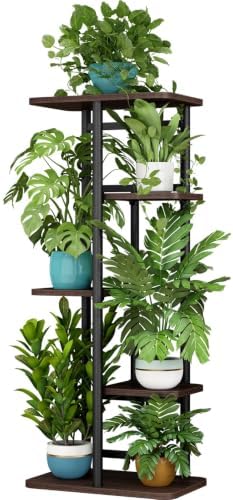 LINZINAR Plant Stand Indoor 5 Tier Metal Corner Tall Flower Shelf by LINZINAR