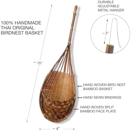 Handmade 100% Thai Bamboo Hanging Orchid Basket – 4 Inch Set of 3 - Image 5