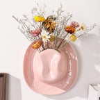 Hanging Wall Planters for Indoor Plants, Wall Vases for Flowers, Ceramic Cowboy Hat Vases for Decor, for Bathroom, Living Room, Office, and Home Decor.Light Pink Medium by KGCCIZI