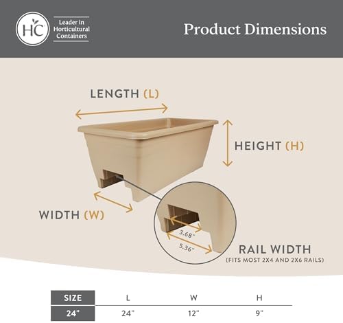 The HC Companies Deck Rail Deck Rail Planter Box, 24 Inch, Black, 1-Pack - Image 5