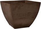 PSW Pot Collection 16x13 inch Plastic/Stone/Wood Composite Square Planter – No Drainage Hole (Drillable), Modern Indoor/Outer Pot for Flowers, Foliage, Succulents, Fairy Gardens, Chocolate by PSW