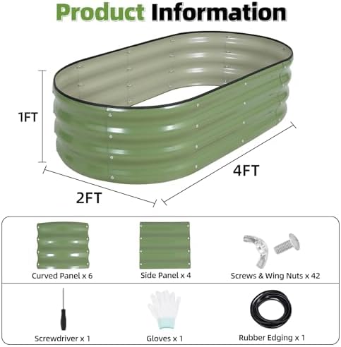 G GOOD GAIN 2Pcs Raised Garden Beds Galvanized, Planter Boxes Kit, Oliver - Image 6