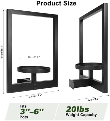 Heavy-Duty Wall Planters for Indoor Plants, Modern Metal Hanging Plant Holders, Picture Frame Wall Plant Shelves for Living Room, Balcony, Patio, Window Garden Décor, 2-Pack - Image 3
