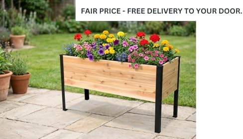 Western Red Cedar Planter Raised Garden Bed Planter Box - 48x20x28 inch with Powder-Coated Steel Legs - Ideal for Vegetables, Herbs, and Flowers, Elevated, Core Series - Image 3