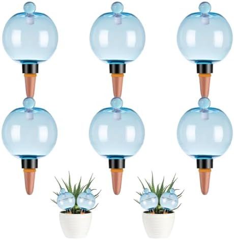 6 Pack Self Watering Globes 17oz Large Plant Watering Globes Top Fill, Self Water Planter Insert Indoor/Outdoor Plastic Water Bulbs Slow Release Terracotta for Plants, Blue by Unknown