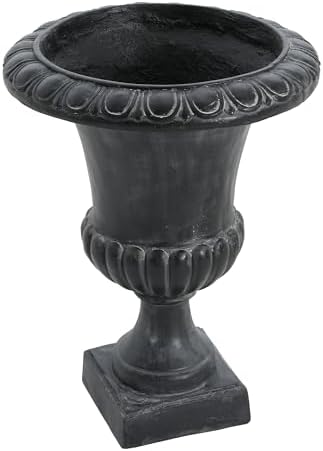 Christopher Knight Home Koma Patio Urn Planter, Mid-Century Modern Urn, Large Garden Pot, Floral Relief Design, MGO Outdoor Planter, Flower Urn with Drainage Hole for Backyard, Antique Black - Image 7