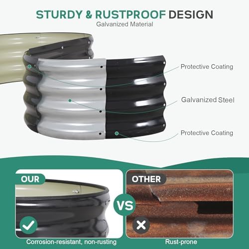 Galvanized Raised Garden Bed Outdoor, 4x2x1ft, 2 Pack, Grey - Image 4