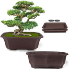 MUZHI 2 Pack 8" Unglazed Ceramic Bonsai Tree Pot Training Planter with Drainage Wiring Hole, Breathable Handmade Zisha Pottery Growing Plant Pot with Mesh Drip Tray Indoor Outdoor by MUZHI